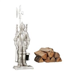 Relaxdays Fireplace Set Knight Cast Iron 4-Piece