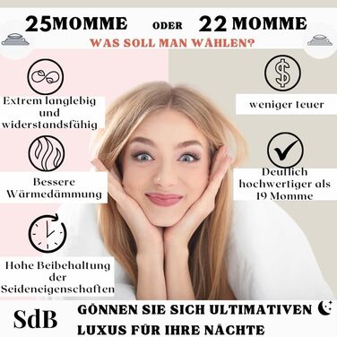 Silk Pillowcase 22 Momme for Hair and Skin Mulberry Anti-Wrinkle, Anti-Aging High-Quality Quality No Chemicals - Gift Idea (Champagne, 65x65cm)