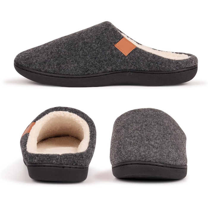 Тапочки для дому чоловічі Hoefirm, зимові, з піною Memory Foam, чорні, розмір 40/41 EU