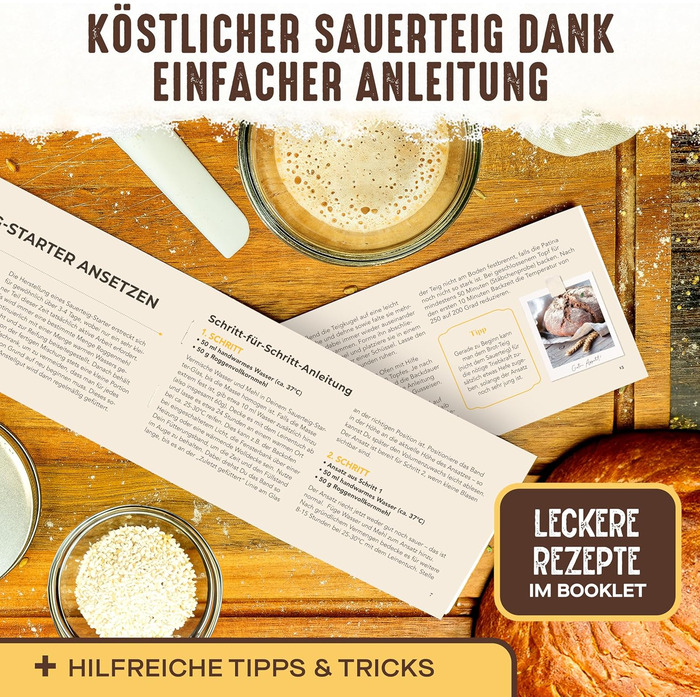 Датський вінчик для тіста - високоякісний вінчик для випічки, міксер для тіста, датський вінчик для хліба (1000 мл набір для закваски)