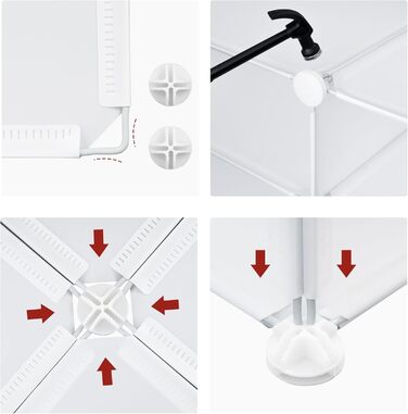 WOLTU Shoe Box, Shoe Storage, Set of 10, Stackable Design, for 20 Pairs, with Door, Hooks, 40x30x170 cm, White