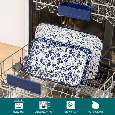 Набір сервірувальних тарілок Vancasso SELENE, 3 шт., блакитно-білий, для свят, сніданків, фуршетів