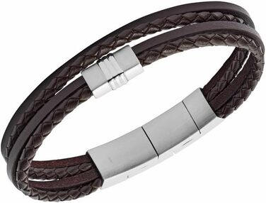 Браслет чоловічий Fossil Casual з шкіри або нержавіючої сталі з магнітною, застібкою-метеликом або пряжкою, коричневий