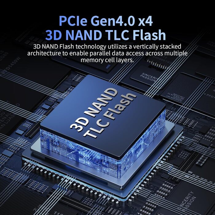 SSD накопичувач NVMe M.2 PCIe Gen4 2TB з радіатором для PS5, ноутбука та ПК, 7400 MB/s, 3D NAND TLC