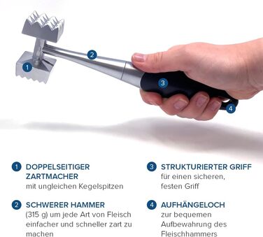 Ніж для відбивання м'яса Joeji, цинкова сплава, безпечний для миття в посудомийній машині, міцний, для стейків, фаршу, птиці, риби, м'яса