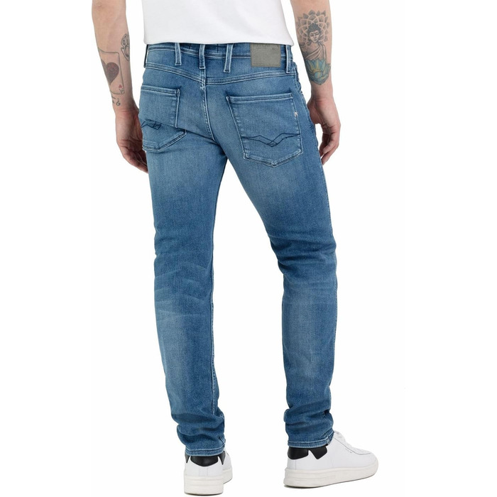 Джинси чоловічі Replay Anbass Slim-Fit з еластичним комфортом 33W/32L, середній синій колір 009