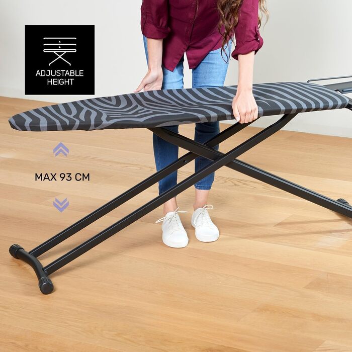 Гладильна дошка Taurus - складніша, регульована по висоті, для прасувальних станцій, 130 x 48 см, чорна