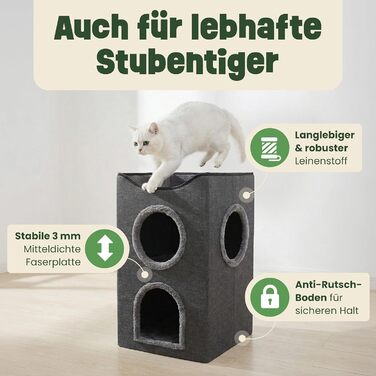 Кігтеточка-будиночок для котів Zooprinz Katzenhöhle – затишна печера для котів, тепле котяче ліжко бежевого кольору з подушкою, кіт-будиночок для дому як місце для відпочинку та укриття (46 × 41,5 × 60 см)