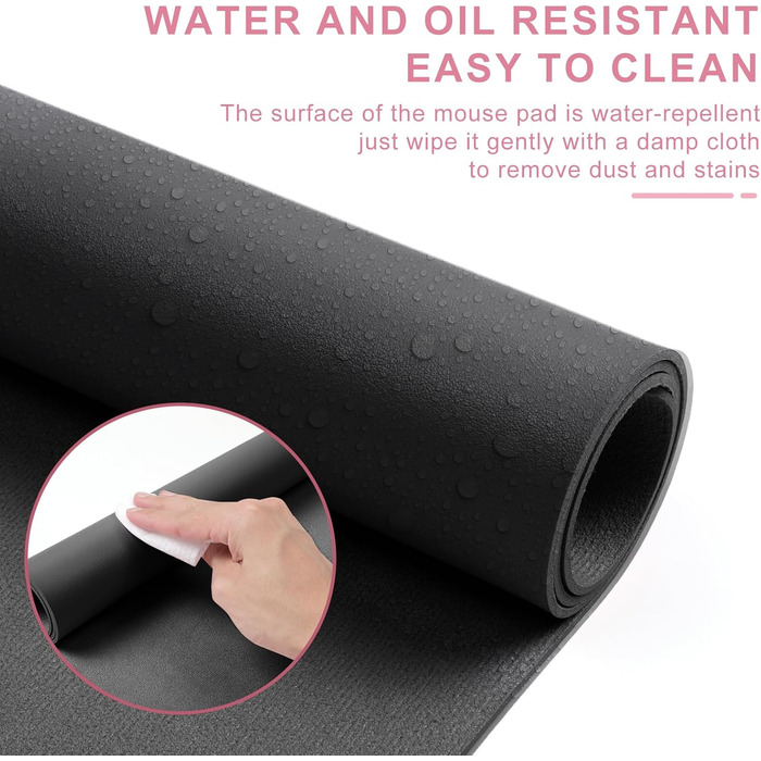 Підкладка для столу 80x40 см - XXL килимок для миші з PU-шкіри, вологостійкий та антиковзний - багатофункціональна підкладка для письма - для офісу/дому/ноутбука (Чорний)