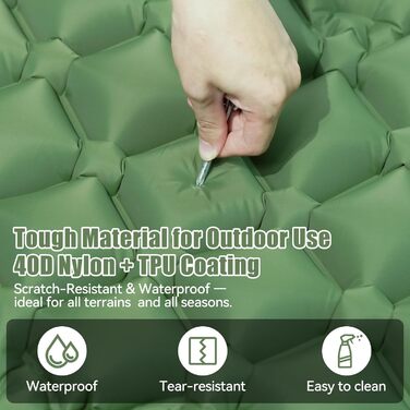 Isomatte самонадувна туристична, килимок для кемпінгу з помпою та подушкою, з'єднувана, водонепроникна, для відпочинку на природі