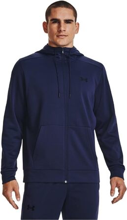 Чоловіча флісова толстовка-худі Under Armour Armourfleece на блискавці, темно-синя/чорна, розмір L