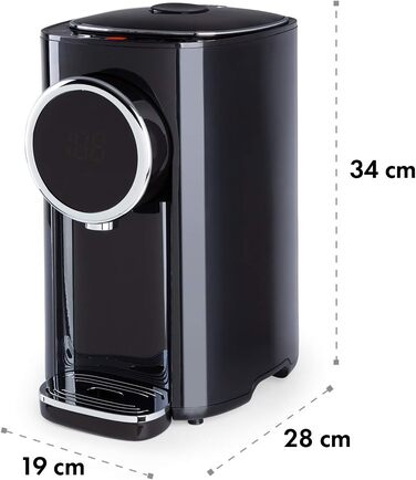 Klarstein Hot Spring Plus Hot Water Dispenser, Water Tank: 5 Liters, Large LCD Display, Temperatures: 45-95 °C, Stainless Steel Water Tank, Dry-Run & Overheating Protection, Child Lock, black