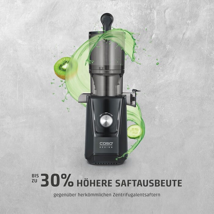 CASO Juice Fit - повільний соковичавник, переможець тесту Haus & Garten, 40 обертів/хв, велика завантажувальна воронка 130 мм, чорний