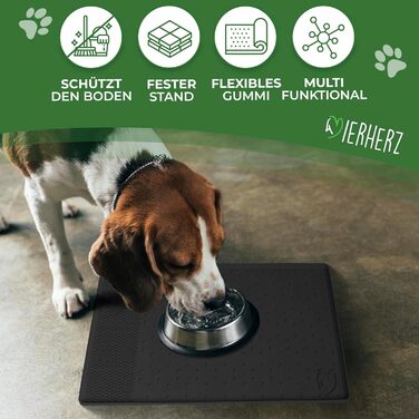 Підставка для миски для собак - непромокальна, нековзна, з високим бортиком - килимок для годування - універсальна - силіконова підставка для миски (чорна, велика) 55x40 см