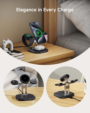 Зарядний пристрій SwanScout 709M Black: Двопортова зарядка для Apple Watch та iPhone (11/Ultra 3/SE 3, Air/17 Pro Max/17 Pro/17/16/15/14)