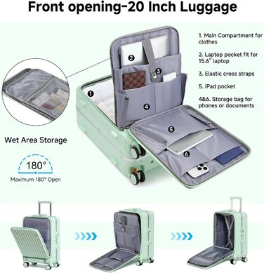 Набір валіз Sea Choice Hartschalen 2 шт. (Trolley, 55/78 см) з TSA замком та тримачем для напоїв, зелений