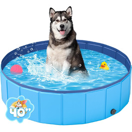 YSJILIDE Dog Pool, 160 x 30CM Dog Pools for Small, Medium & Large, PVC Foldable Splash Pool for Children for Abrasion-Resistant & Non-Slip (M-100)