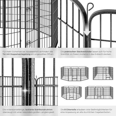 Тектейк вольєр для цуценят, 60 см, 8 грат, чорний - 402502