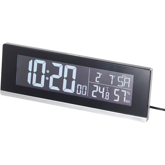 Infactory Table Clock with Thermometer: Table Radio Alarm Clock with Thermometer, Hygrometer, and USB Charging Port, 2A (Table Radio Clock, Digital Table Clock, Apple iPhone Charging Cable)