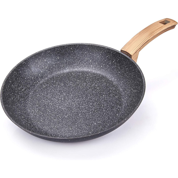 Сковорідки ALLUFLON Etnea Wood антипригарні, набір 20/24/28 см, алюміній, чорні, кам'яна поверхня
