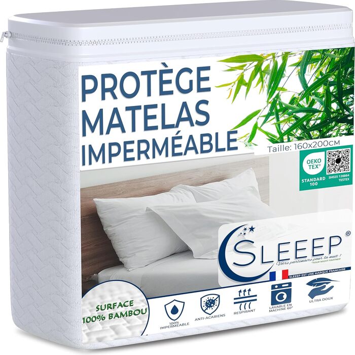 Mattress protector, 160 x 200 cm, bamboo fiber, Öko-Tex certified, mattress protector, 100% waterproof, fitted sheet, 30 cm, ultra-soft, anti-mite, bed bug resistant, hotel quality