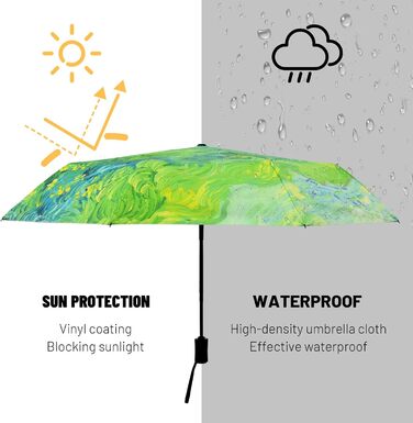 Компактна дорожня парасолька SY Winddicht: автоматична, легка, міцна. Парасольки від виробника, висока якість за доступною ціною (C-Grünes Weizenfeld)