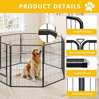 Клітка для собак на вулицю, загін для тварин, вольєр для цуценят, 61x6 панелей, чорний