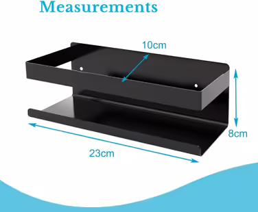 INTIRILIFE Self-Adhesive Shower Shelf in Black - 23 x 10.5 x 8 cm - No-Drill Shower Shelf, Shampoo Holder Shower Basket Wall Mount Bathroom Accessories Basket - Rustproof, Stainless Steel Shelf for Bathroom and Kitchen