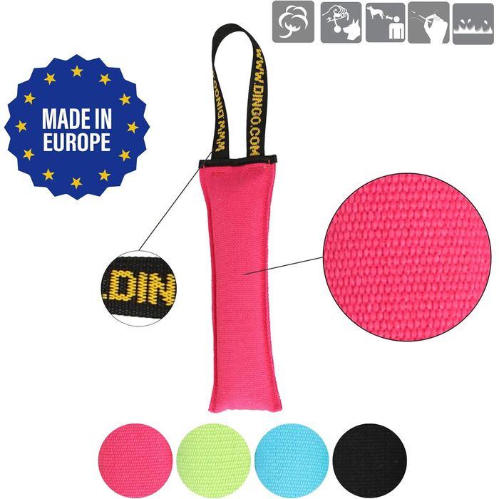 Dingo Dog Toy Bite Sausage Agility Cotton with Handle Handcrafted for Bite Training, Fetching, Floating. 4 Pieces: 15 cm x 6 cm Z30001 (Set of 4: 27x6 cm, Multicolor)