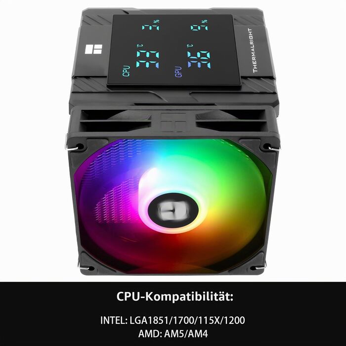 Кулер для процесора Thermalright Peerless Assassin 120 Digital ARGB White — двовежевий повітряний охолоджувач з цифровим дисплеєм для AM4/AM5, Intel LGA1851/1700/1200