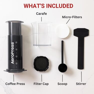 Прозора кавоварка AeroPress Clear XL – 3-в-1: френч-прес, пуровер і еспресо, портативна міні-кавоварка для подорожей, без гіркоти, чорна