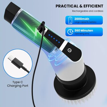 Електрична щітка для чищення швів та поверхонь, 10 насадок, регульована ручка, для ванної, кухні, авто, підлоги