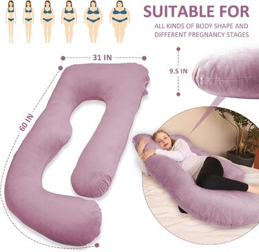 Подушка для вагітних Chilling Home J-подібної форми, подушка для тих, хто спить на боці, подушка для годування, велика подушка для підтримки, подушка для жінок та тих, хто спить на боці (рожевий, сірий)