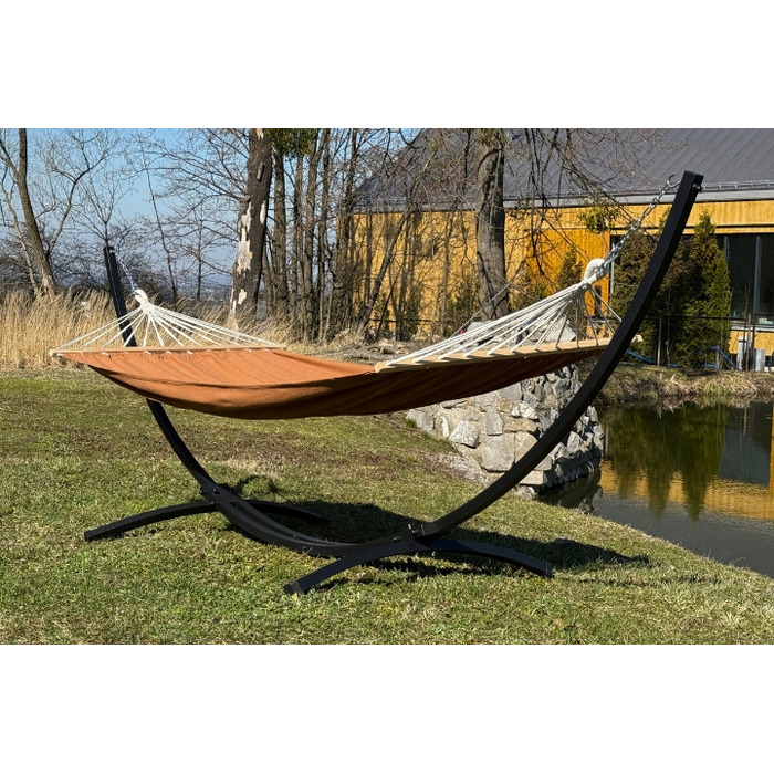Гамак зі стійкою Potenza, коричневий, навантаження до 220 кг, 350 x 160 см