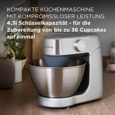 Кухонна машина Kenwood Prospero+ KHC29.A0SI, 1000 Вт, чаша з нержавіючої сталі 4,3 л, набір насадок (вінчик, міксер, гак), срібляста