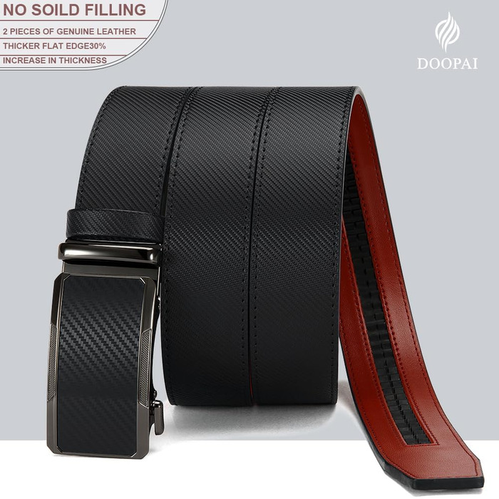 Чоловічий шкіряний ремінь DOOPAI з автоматичною застібкою, 35 мм, регульований розмір, без отворів, білий/чорний