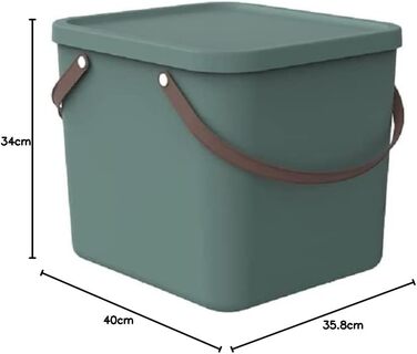 Rotho Albula Storage Box 40l with Lid, Plastic (Recycled PP), Green, 40l (40.0 x 40.0 x 34.0 cm)