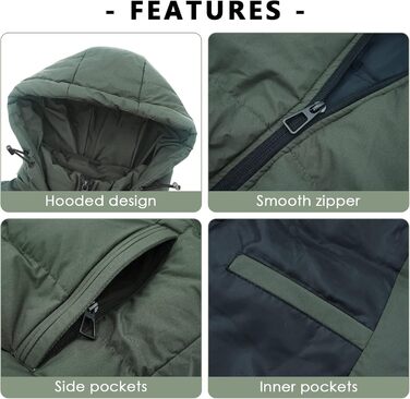 Чоловіча жилетка SEAUR з пуховим утеплювачем, тепла, легка, водонепроникна, з капюшоном, зелена, з кишенями