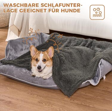Водонепроникний коврик для собак, миючий, 120 x 100 см, двосторонній, для собак та котів середніх та великих порід, захист дивану та ліжка, м'який Sherpa Fleece та фланель, сірий L (120 x 100 см)