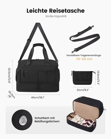 Сумка-валіза LOVEVOOK для жінок, легка клінічна/пологова сумка, спортивна сумка-дуфл, валіза для подорожей, ручна поклажа, водонепроникна з відділенням для взуття, бежева, M-30L