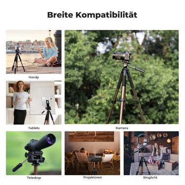 Штатив K&F Concept S255A3+BV01: Легкий штатив з сумкою, для камери/DSLR/відеокамери, з підтримкою смартфонів та планшетів (190см, 2-в-1)