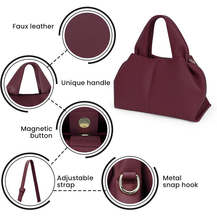 Сумка-клатч жіноча Cloud Pouch Bag бордового кольору міні, крос-боді з ремінцем