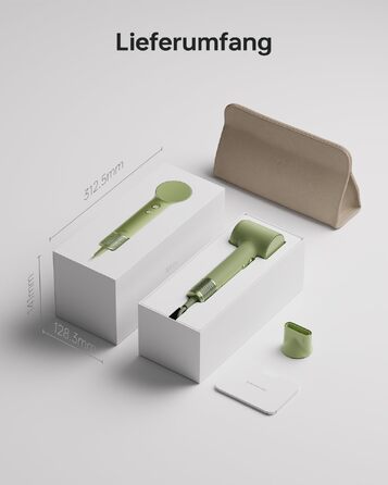 Компактний фен для волосся Laifen Mini (Matcha Green) — потужний мотор 110 000 об/хв, 200 млн негативних іонів, режим для дітей, легкий дорожній фен, 299 г