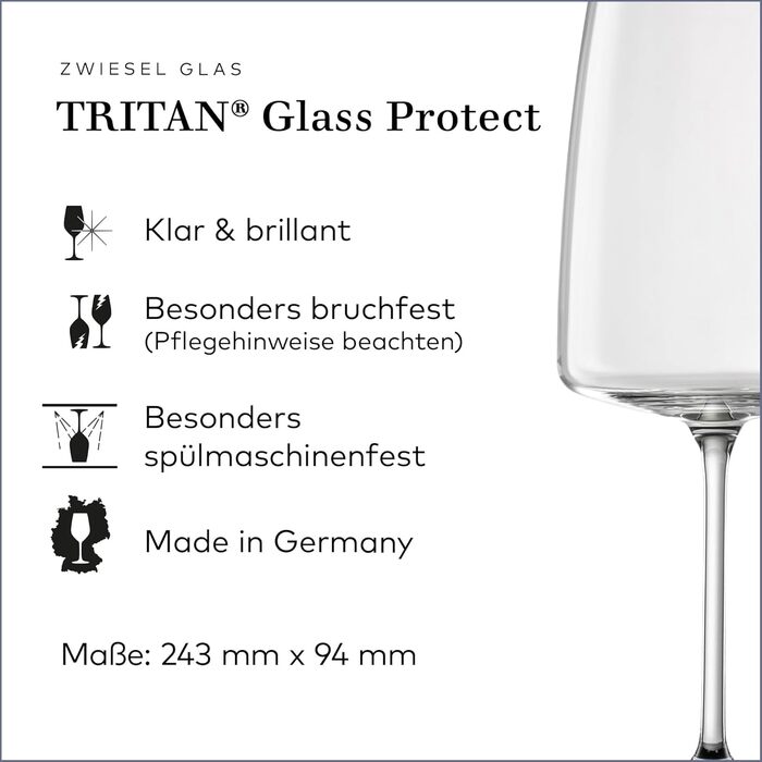 Набір келихів для вина Zwiesel Glas Vivid Senses (2 шт.) – для насичених вин, Tritan®-кристал, Made in Germany