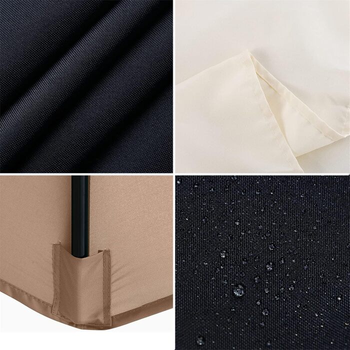 TIUTIU Replacement Canopy Cover for Patio Umbrella – 6 Ribs – 2m/2.7m/3m – Waterproof – UV Protection – Replacement Fabric (2.7m/8.9ft, Beige)