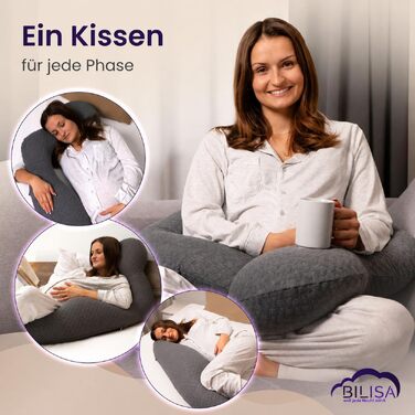 Подушка для вагітних та годування з ефектом пам'яті (Memory Foam), модель 2026 року, змивний чохол, анатомічна подушка для всього тіла
