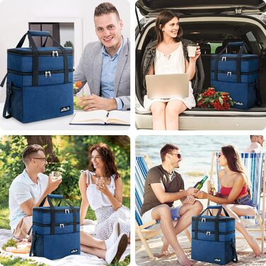 Термосумка Viedouce 30L: ізольована сумка-холодильник для пікніків, кемпінгу та подорожей (блакитна)