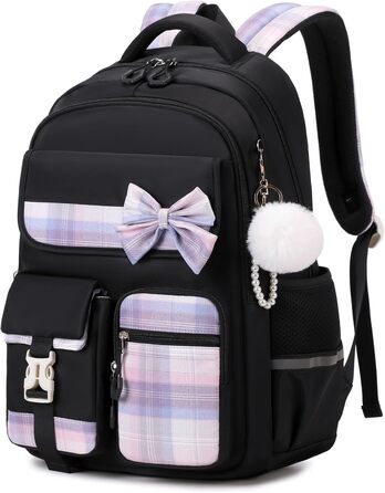 Шкільний рюкзак Tanou для дівчаток, водонепроникний, з візком, 9-16 років, чорний