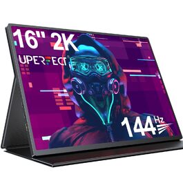 Монітор UPERFECT 2K 144Hz 16 дюймів: Портативний дисплей QLED з Mini HDMI та USB-C для ПК, ноутбука, телефону, Xbo, Switch, PS4/5 (VESA)