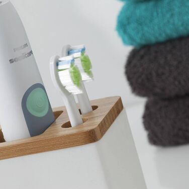 Підставка для електричної зубної щітки Sealskin Grace, органайзер для щітки, насадок та пасти, полирезин, білий, 6 x 12.3 x 10.2 см